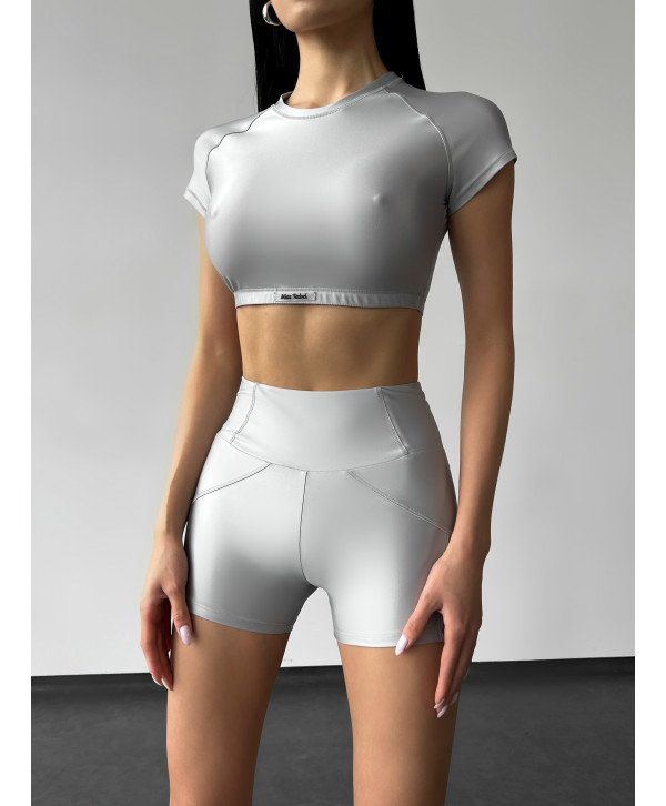 Bright cropped top 3033 silver